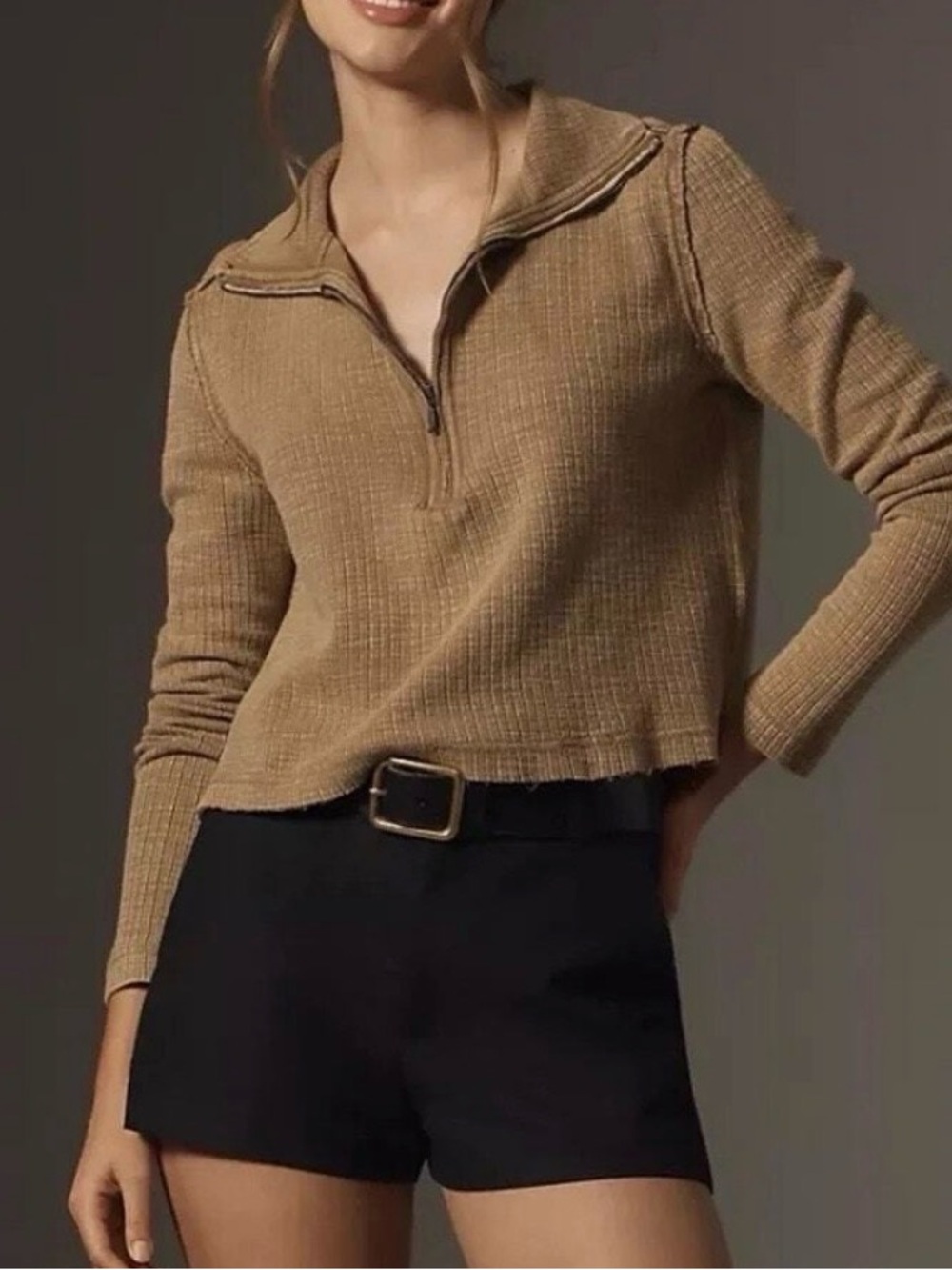 Anthropologie Pilcro Ribbed 1/2 Zip Pullover